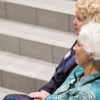 Marcia Haas with a guest at the event.